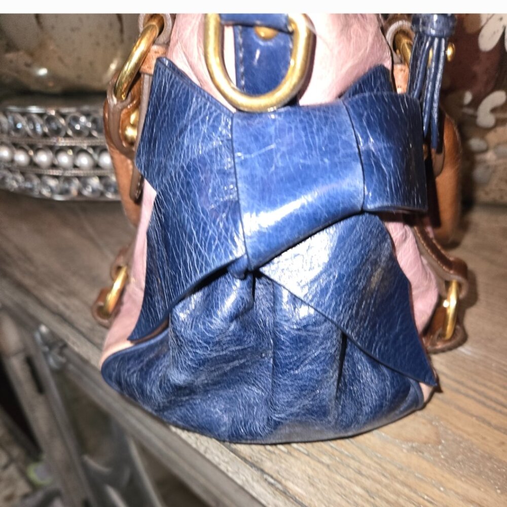 EUC Authentic Rare Tricolor MiuMiu Vitello 2 way Satchel - Picture 4 of 15